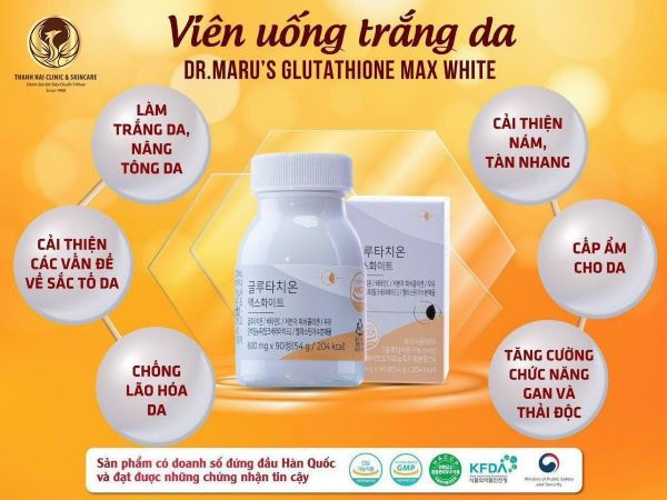 Dr Maru's Glutathione Max White có nhiều công dụng trong cải thiện làn da từ sâu bên trong
